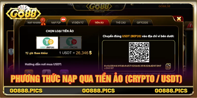 Hướng dẫn cách nạp tiền GO88 bằng tiền ảo