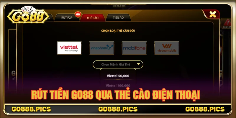 Hướng dẫn cách rút tiền GO88 bằng thẻ cào