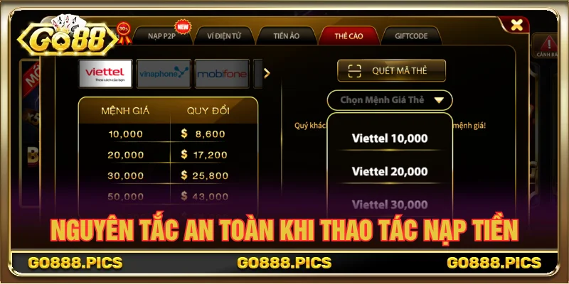 Người chơi cần chú ý trước khi nạp tiền GO88 đảm bảo an toàn