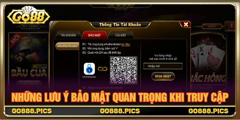 Người dùng sau đăng nhập GO88 cần khoá bảo mật giúp an toàn thiết bị