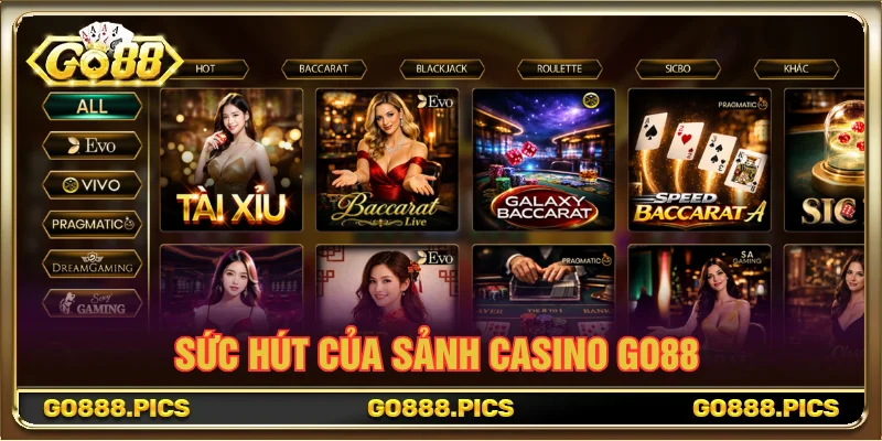 Sảnh Casino GO88 trực tuyến với dealer thật