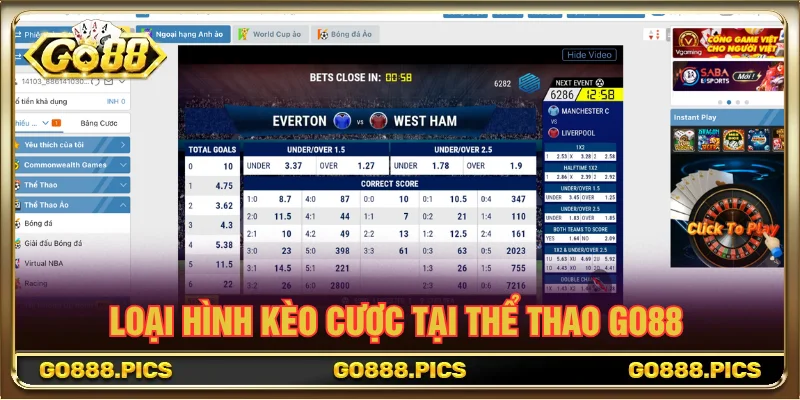 Thể thao GO88 có đa dạng kèo cược cho người chơi